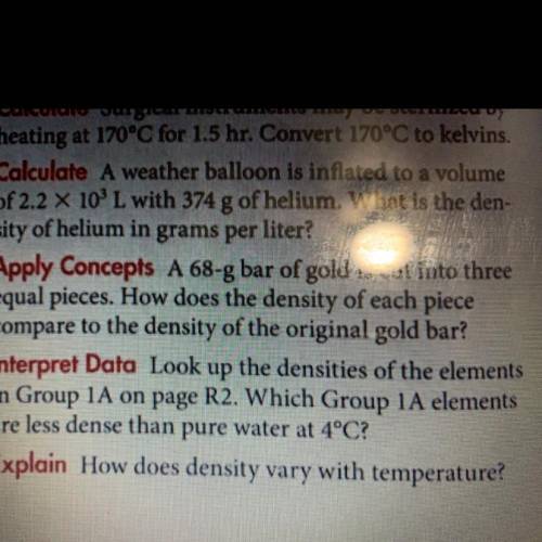 Which group of 1A elements are less dense than pure water at 4°C