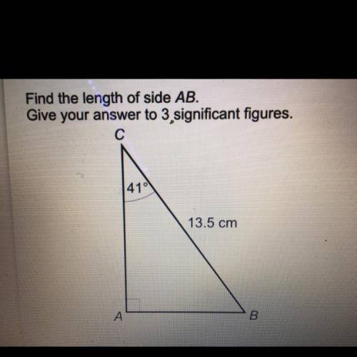 Find the length of side AB.

Give your answer to 3 significant figures.
с
410
13.5 cm
A
B