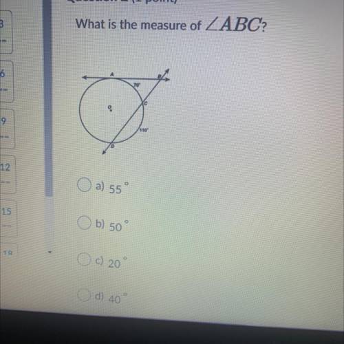 What is the measure of angle ABC