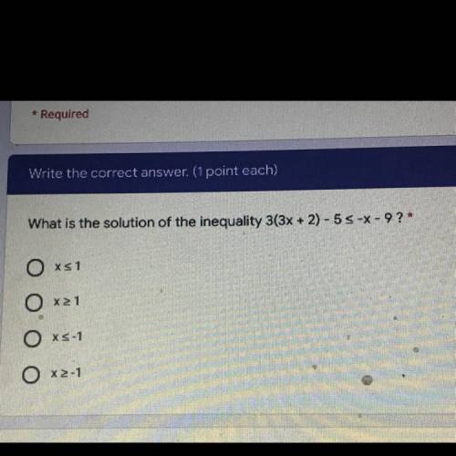 What is the solution of the inequality... 
full question is in the photo please help