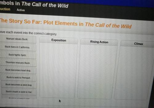 The Story So Far: Plot Elements in The Call of the Wild Move each event into the correct category.