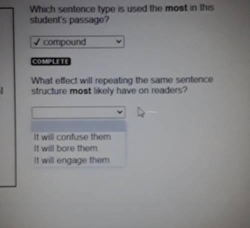 Which sentence type is used the most in this student's passage? compound

What effect will repeati