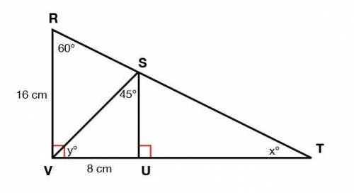 What is the ratio of the sides for triangle SUV?

A) 1 : 1 : √3
B) 1 : 2 : √3
C) 1 : 1 : √2 
D) 1