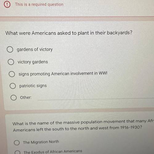 What were Americans asked to plant in their backyards?

gardens of victory
victory gardens
signs p