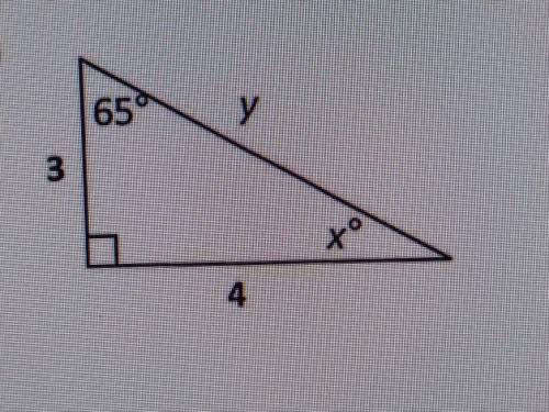 Find the vales of x and y in this triangle