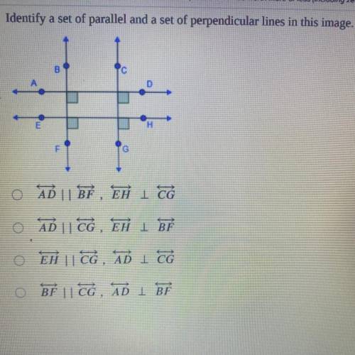 Identify a set of parallel and a set of perpendicular lines in this image.