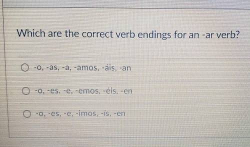 Which are the correct verb endings for an -ar verb?