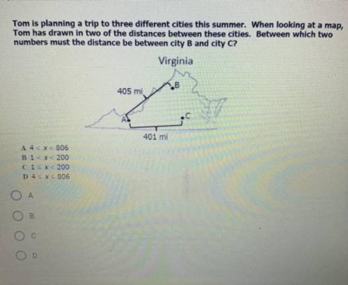 Tom is planning a trip to three different cities this summer. When looking at a map,

Tom has draw