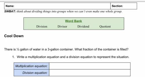 There is 1⁄3 gallon of water in a 3-gallon container. What fraction of the container is filled? (Th