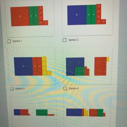 The question is which set(s) of algebra tiles could represent the trinomial x^2+2x-5 and somebody h