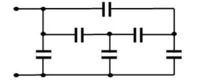 The capacitance of each capacitor is 1μF. Find the total capacitance