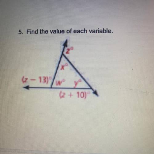 Find the value in f each variable