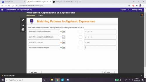 Match each discription with the expression containing terms that model it.
