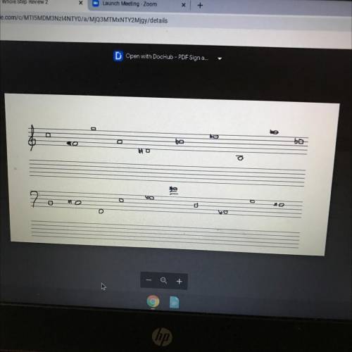 Can somebody help me and give me the answers please and this is called music note whole step note