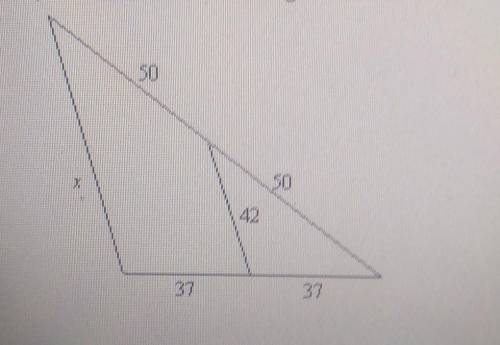 Find the value of x. The diagram is not to scale.A.84b.100c. 42 D. 74