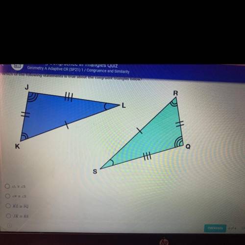 Which triangle is true about the congruent triangles?