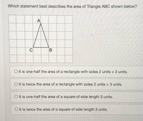 Which statement be set describes the area of Triangle ABC shown below?