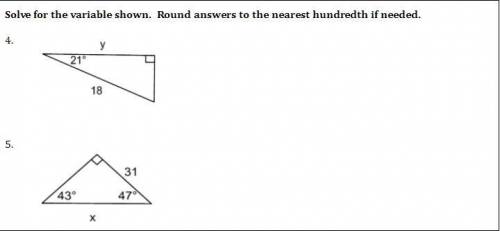 Solve for the variable shown. Round answers to the nearest hundredth if needed.