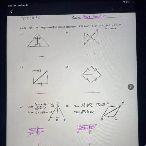 PLEASE FAST tell if the triangles could be proven congruent and prove?