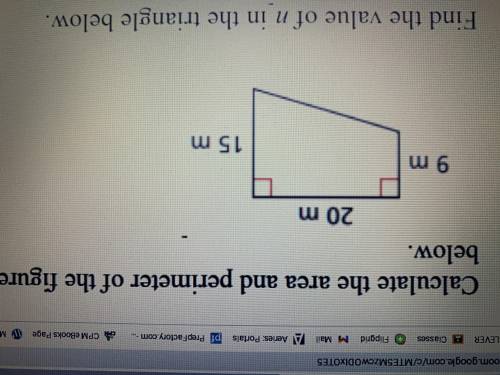 Calculate the area and perimeter of the figure below