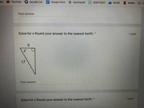 Solve for x round your answer to the nearest tenth