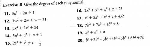 Give the degree of each polynomial