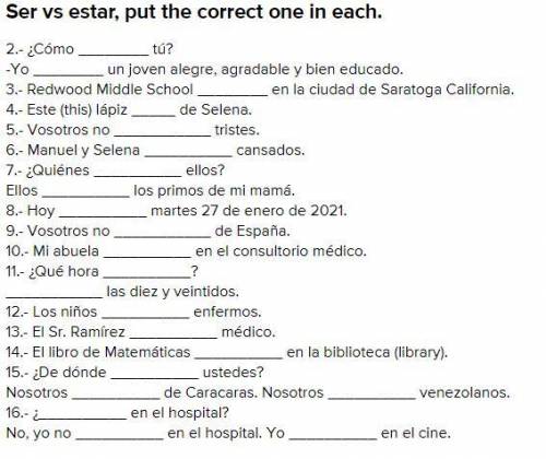For Spanish speakers! ✨Put the correct forms of the verbs ser and estar in present tense! The r
