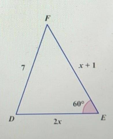The triangle DEF is shown in the diagram.Find the exact value of x.