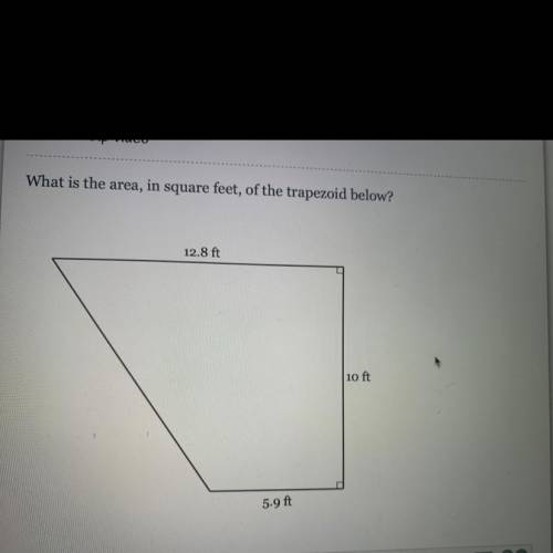 What is the area, in square feet, of the trapezoid below?

Please help
See the picture