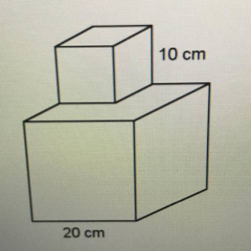 This composite object is made of a 10-cm cube on top of a 20-cm cube.

Determine its surface area.