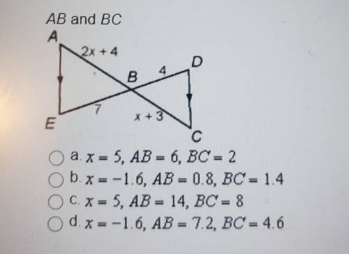 Find x and the measures of the indicated parts