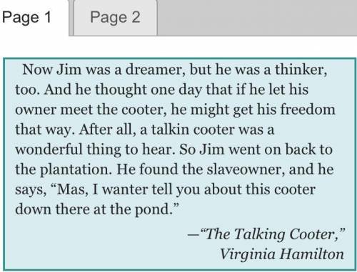Read the passages. Then, write two to three sentences comparing Jim’s viewpoint on escaping from sl