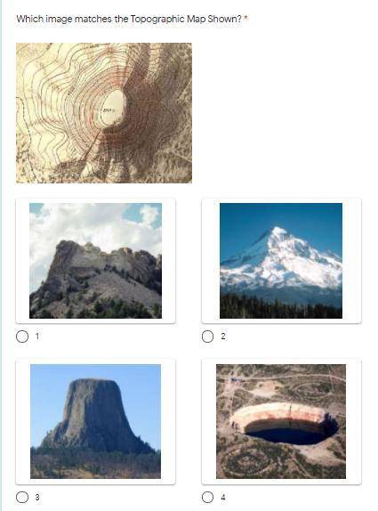Please help i don't get it.

Which image matches the Topographic Map Shown? 
Also, please explain