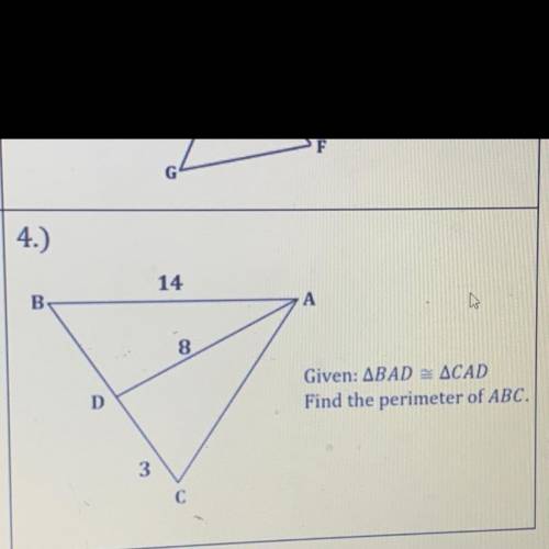 Given: BAD = CAD. Find the perimeter of ABC.

please help, the grading quarter ends tomorrow !!