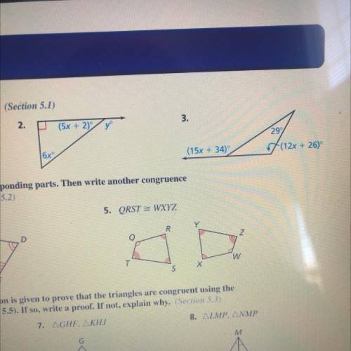 Find the measure of the exterior angle (questions 2 and 3)