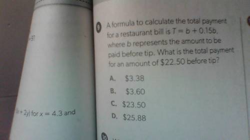 T =b+0.15b
22.50
what is the answer a b c or d