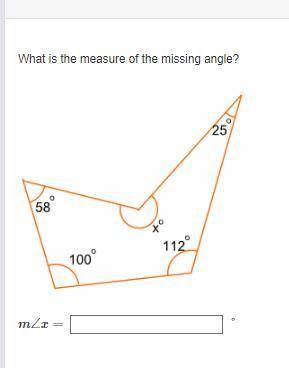 What is the measure of the missing angle?
m∠x=