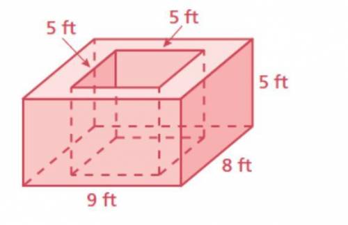 DIG DEEPER! A cube is removed from a rectangular prism. Find the surface area of the figure after r