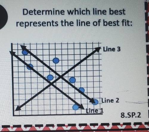 Determine which line best represents the line of best fit:  ○ Line 1 ○ Line 2 ○ Line 3