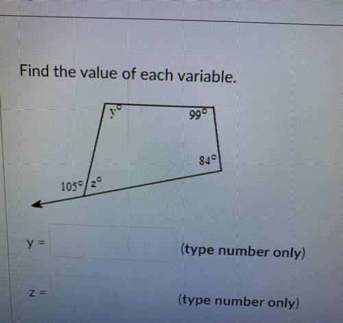 Find the value of each variable and the variables are y and z