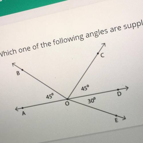WILL GIVE Which one of the following angles are supplementary to ZDOE in the figure given b