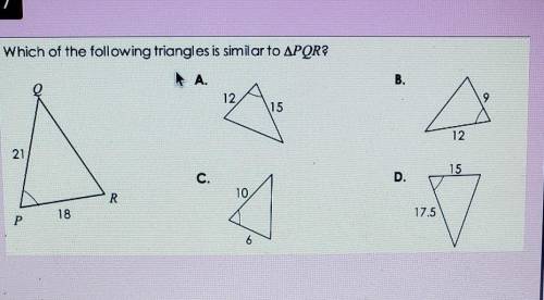 Which the of triangles is similar to PQR