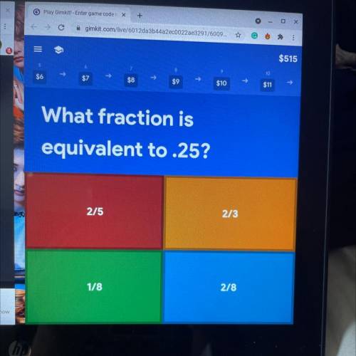 What fraction is equivalent to .25