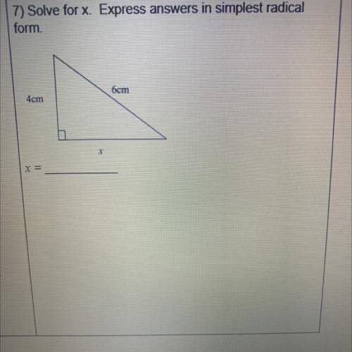 Solve for x and express in simplest radical form