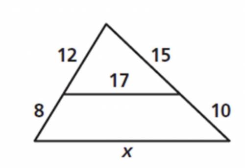 The following triangles are similar, find the value of x (round to the nearest tenth)