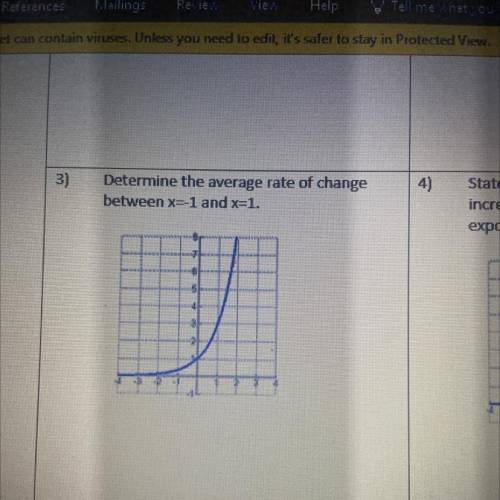 Determine the average rate of change
between x=-1 and x=1.