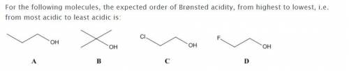For the following molecules, what is the order of Bronsted acidity, from highest to lowest