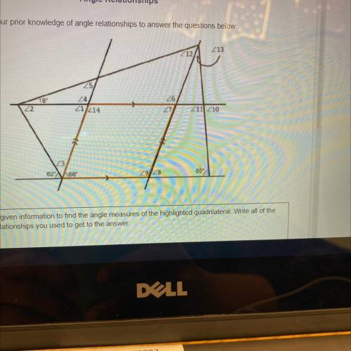 Please help 
Use your prior knowledge of angle relationships to answer the questions below.