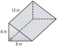 Determine the volume of the triangular prism below.