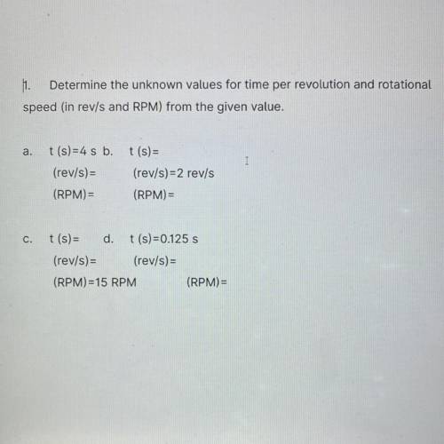 Instructions: Answer the questions in the space provided.

1.
Determine the unknown values for ti